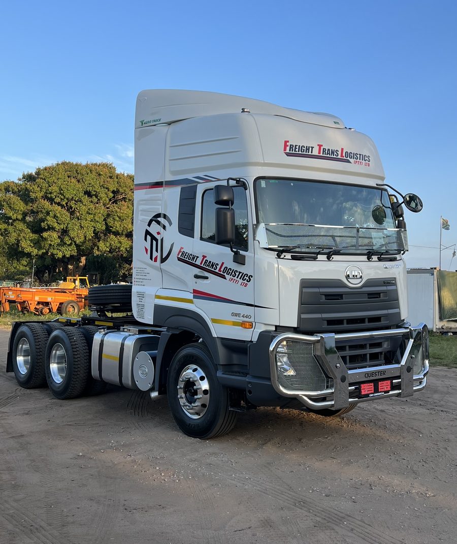 A Freight Trans Logistics UD Quester GWE 440 truck tractor at the yard
